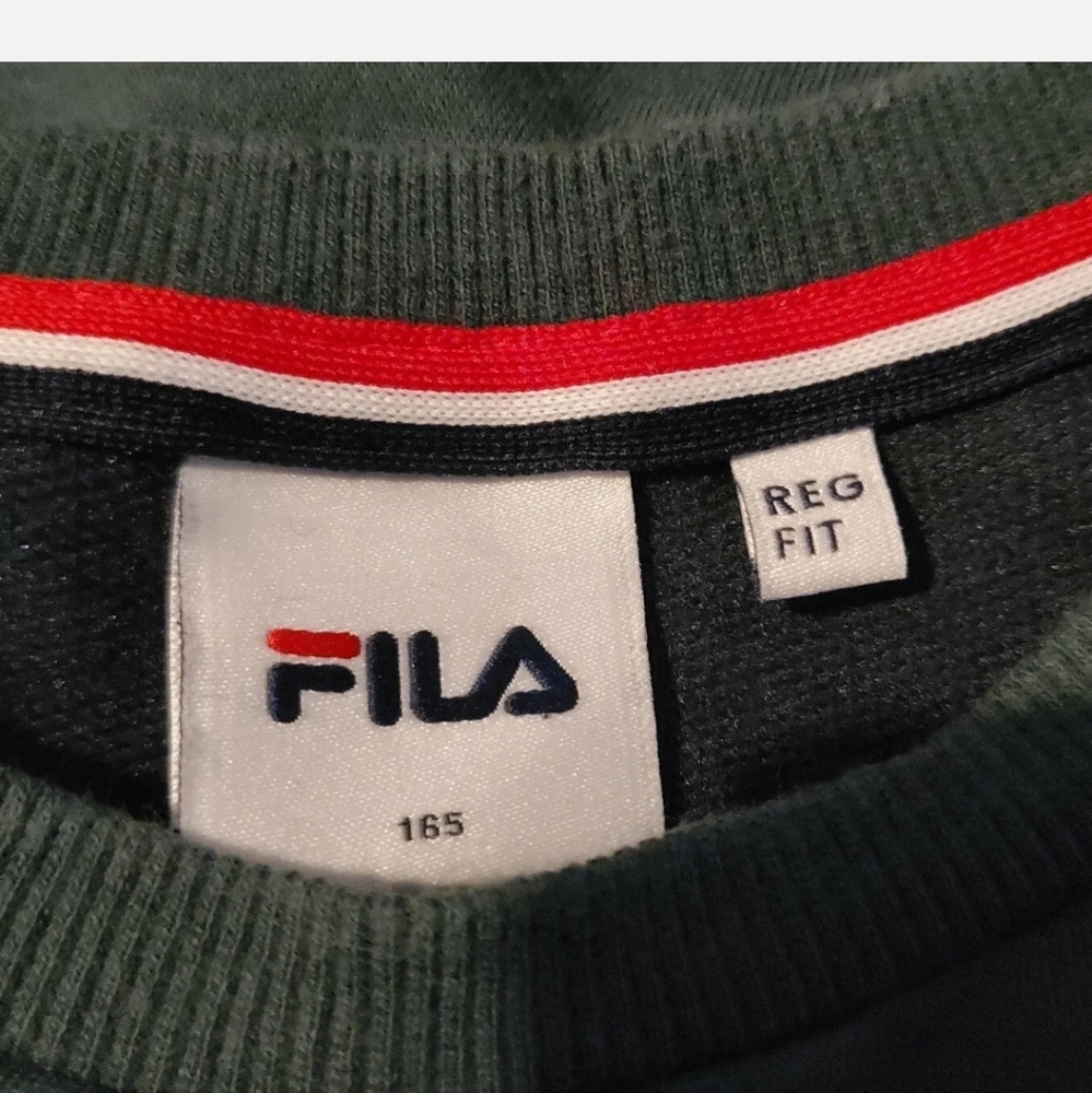 Vtg Fila Khaki Green lightweight Sweatshirt Sweater Top Jumper S 36" - Picture 5 of 6